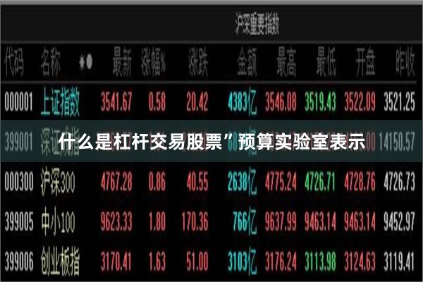 什么是杠杆交易股票”　　预算实验室表示