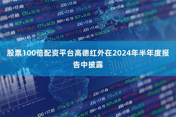 股票100倍配资平台高德红外在2024年半年度报告中披露